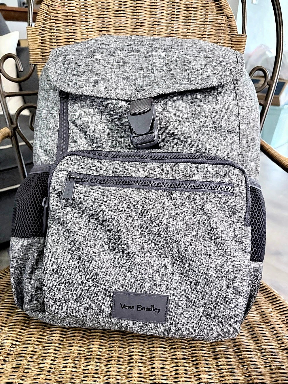 Vera Bradley Backpack Lighten Up Sporty Compact Backpack Gray Heather & Floral